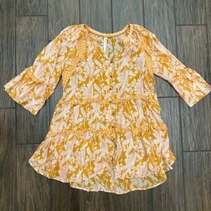 anthropologie sheer floral tunic